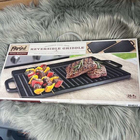 Parini Kitchen New Parini Cookware 2x9 Seasoned Reversible Griddle